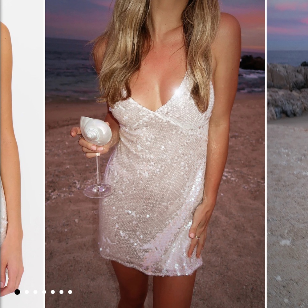 Show Me Your MuMu Anderson Mini White Sequin Dress